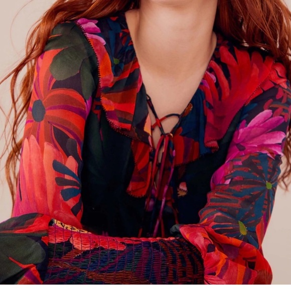 👗💕 Farm Rio Floral Maxi Dress  Size Small - Picture 4 of 11